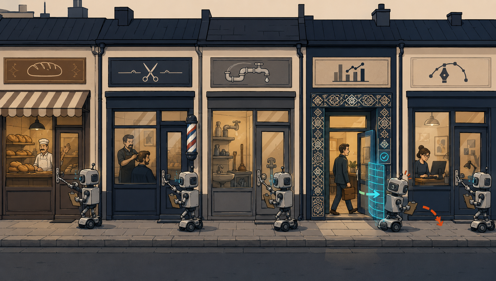 Geautomatiseerde bots die verschillende ingangen van een zakelijke website controleren